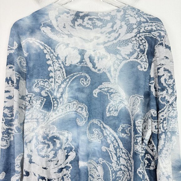 NWT Chico's Tonal Scroll Burnout Jacket Pattern Blue Chico's 2 US Size Large 12 - Picture 12 of 13